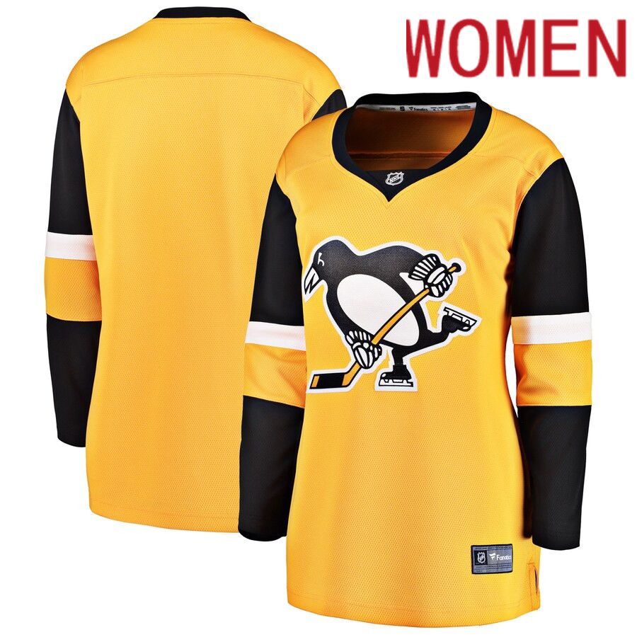 Women Pittsburgh Penguins Fanatics Branded Gold Alternate Breakaway NHL Jersey->women nhl jersey->Women Jersey